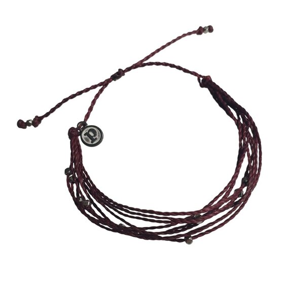 Pura Vida Adjustable Slide Bracelet Multi Strand Wine Red Cord Charm Gift Boho - Picture 1 of 4